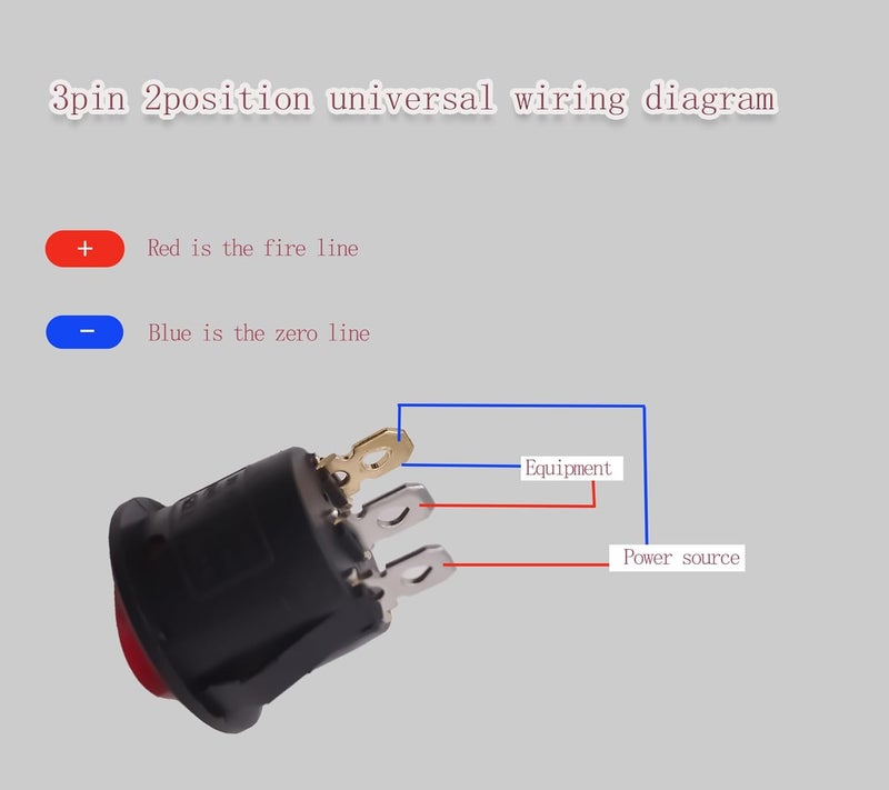 Pymga KCD1-105 20mm Diameter Round Red Rocker Switches 3pin 2position for Treadmills,Lawn Mower,Snow Blower，Coffee Maker .etc - Image 4